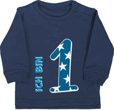 Shirtracer Sweatshirt Ich bin eins Blau Junge Erster 1. Geburtstag