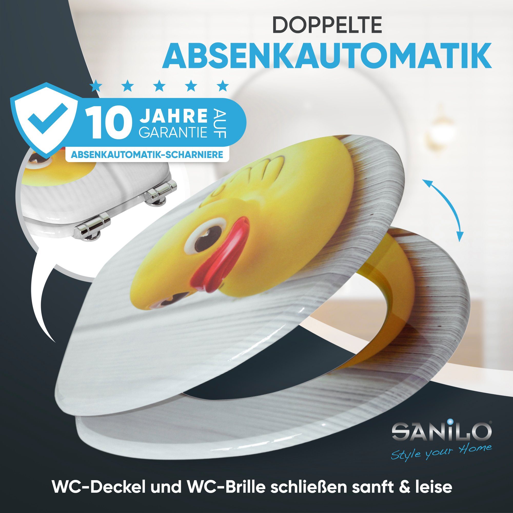 Sanilo WC-Sitz Quietscheente, mit Absenkautomatik, hochwertig & modern, universell, leichte Montage