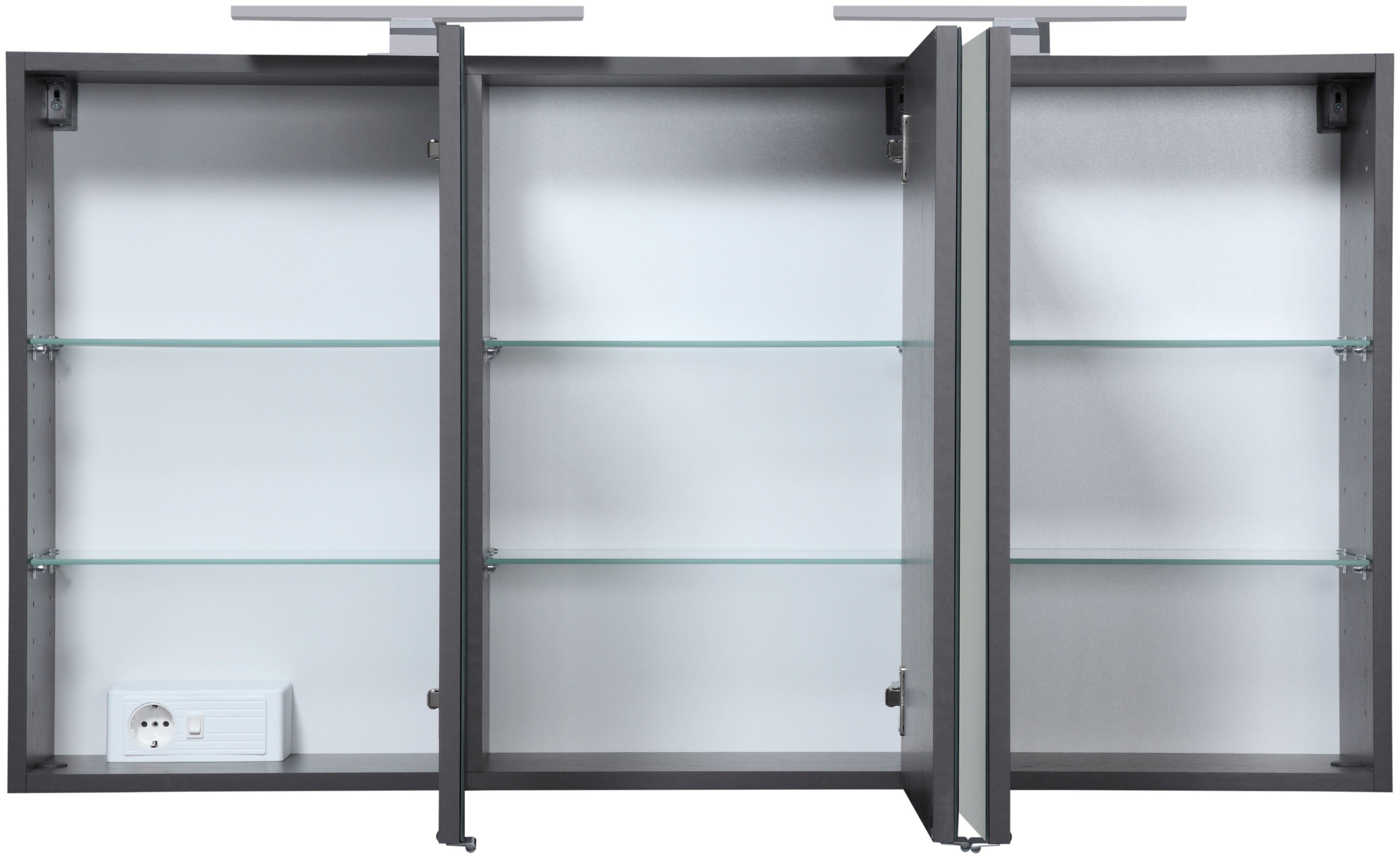 HELD MÖBEL Spiegeltüren anthrazit mit Spiegelschrank Malibu cm, und Breite 120 Softclose-Funktion