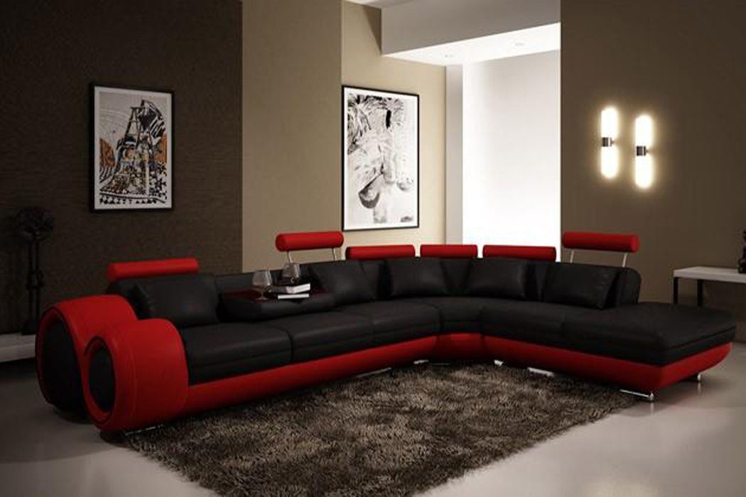 Wohnlandschaft Polster L-Form Couch Garnitur Stoff Sofa Rot Sitz Ecksofa, JVmoebel Ecksofa