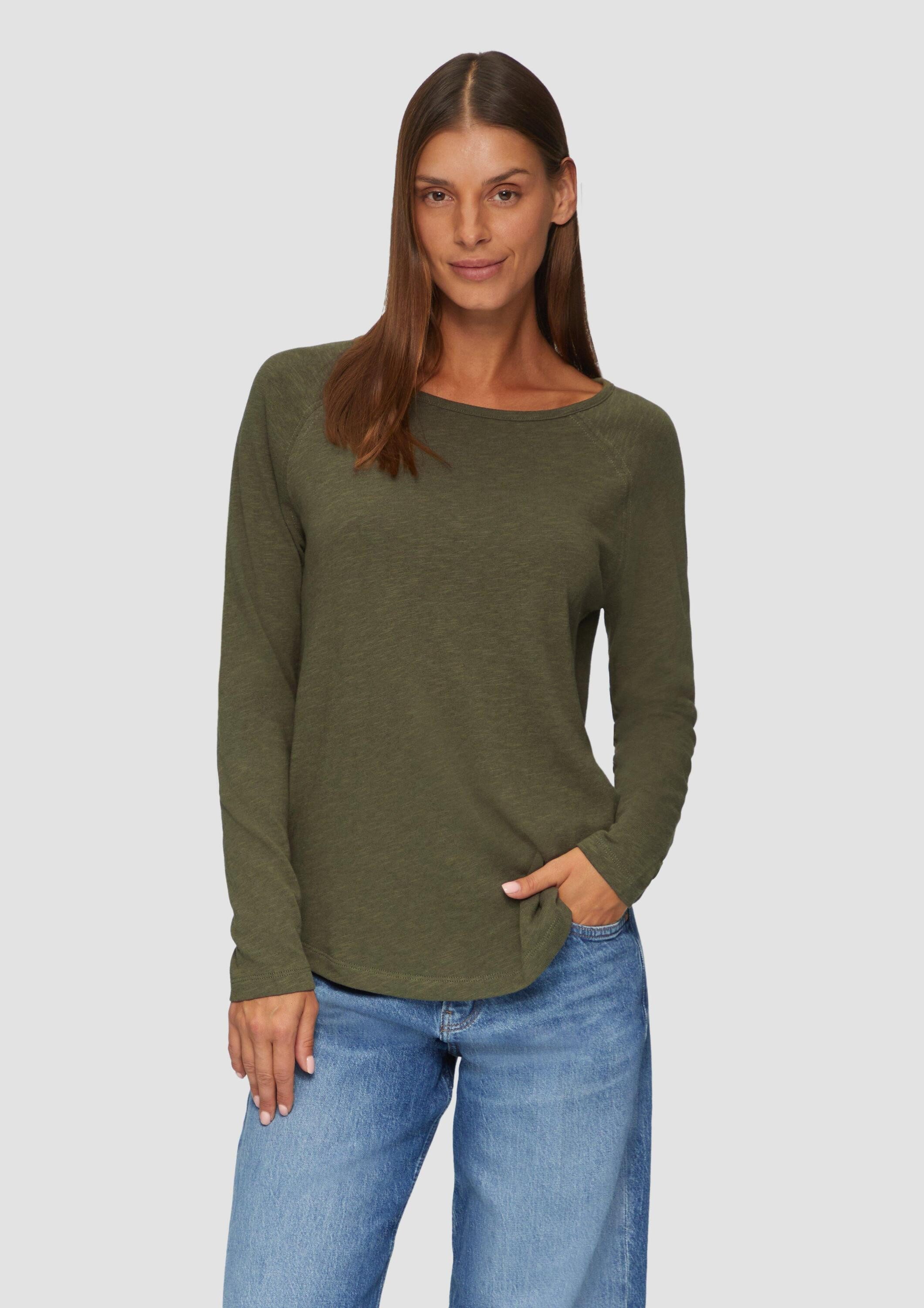 s.Oliver Langarmshirt T-Shirt Langarmshirt mit Flammgarnstruktur und Raglan günstig online kaufen