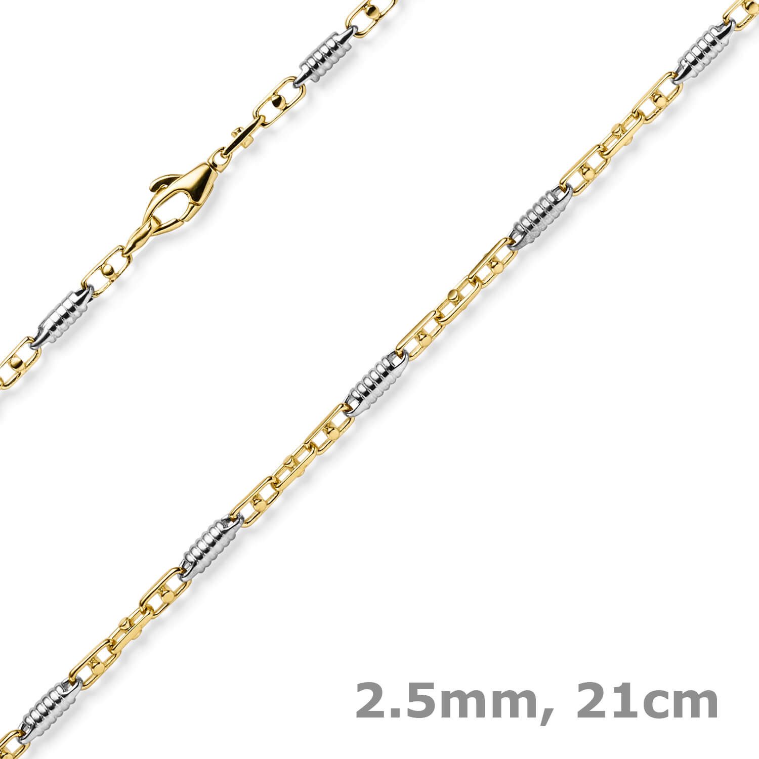 Schmuck Krone Goldarmband 2,5mm Monte Carlo Armband aus 585 Gold bicolor 21cm, Gold 585