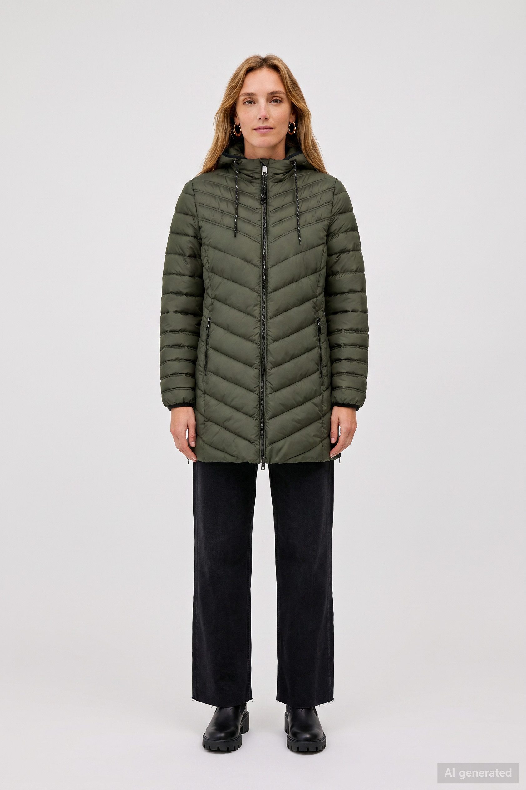 Barbara Lebek Steppjacke lange Damenjacke, warme Übergangsjacke mit seitlichen Reißverschlüssen