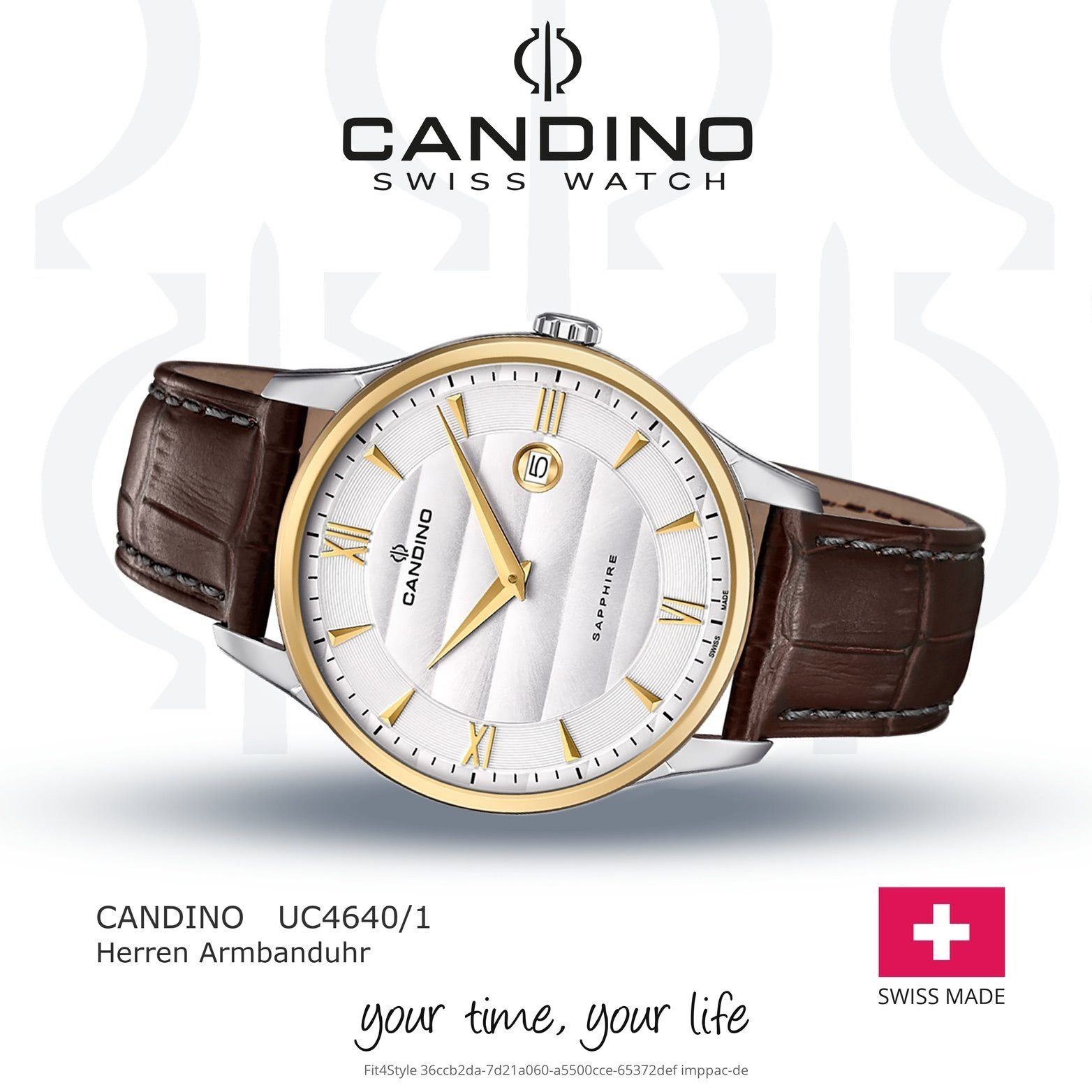 Herren Uhren Candino Quarzuhr D2UC4640/1 Candino Classic Leder Quarz Herren Uhr, Herrenuhr mit Lederarmband, rundes Gehäuse, gro