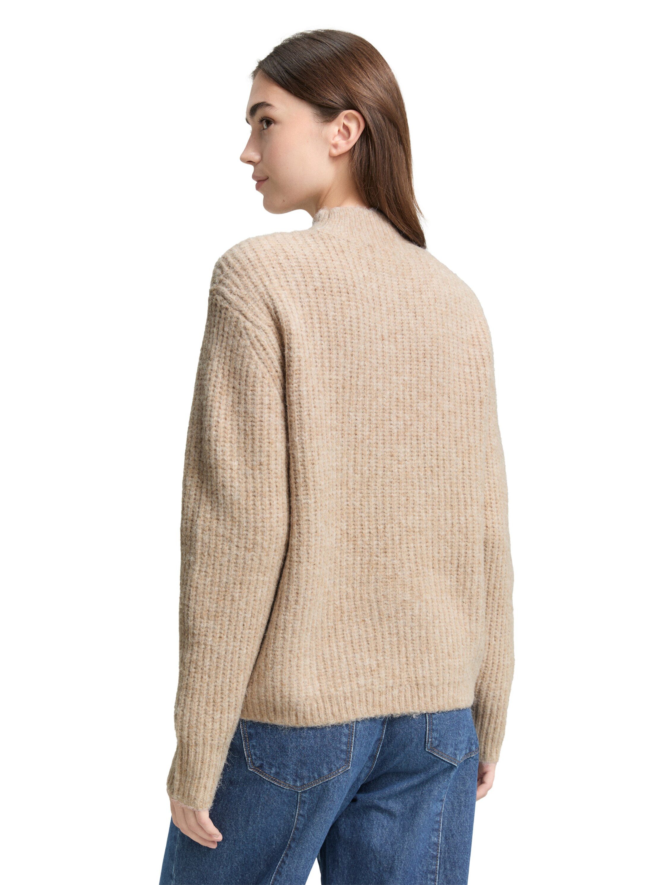 TOM TAILOR Denim Strickpullover mit Stehkragen