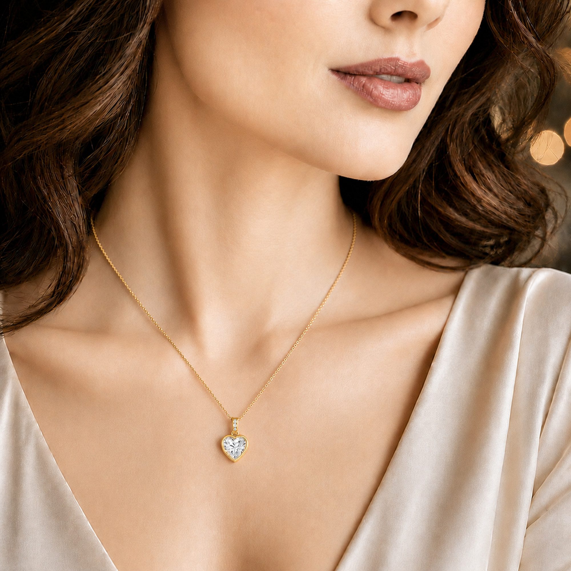 Limana Herzkette Damen Schmuck echt 925 Silber zeitloser Herz Anhänger mit Zirkonia (Geschenk für Freundin Frau Mama inkl. Dose Tasche), Geburtstag Weihnachten  – Bild 3 von 5