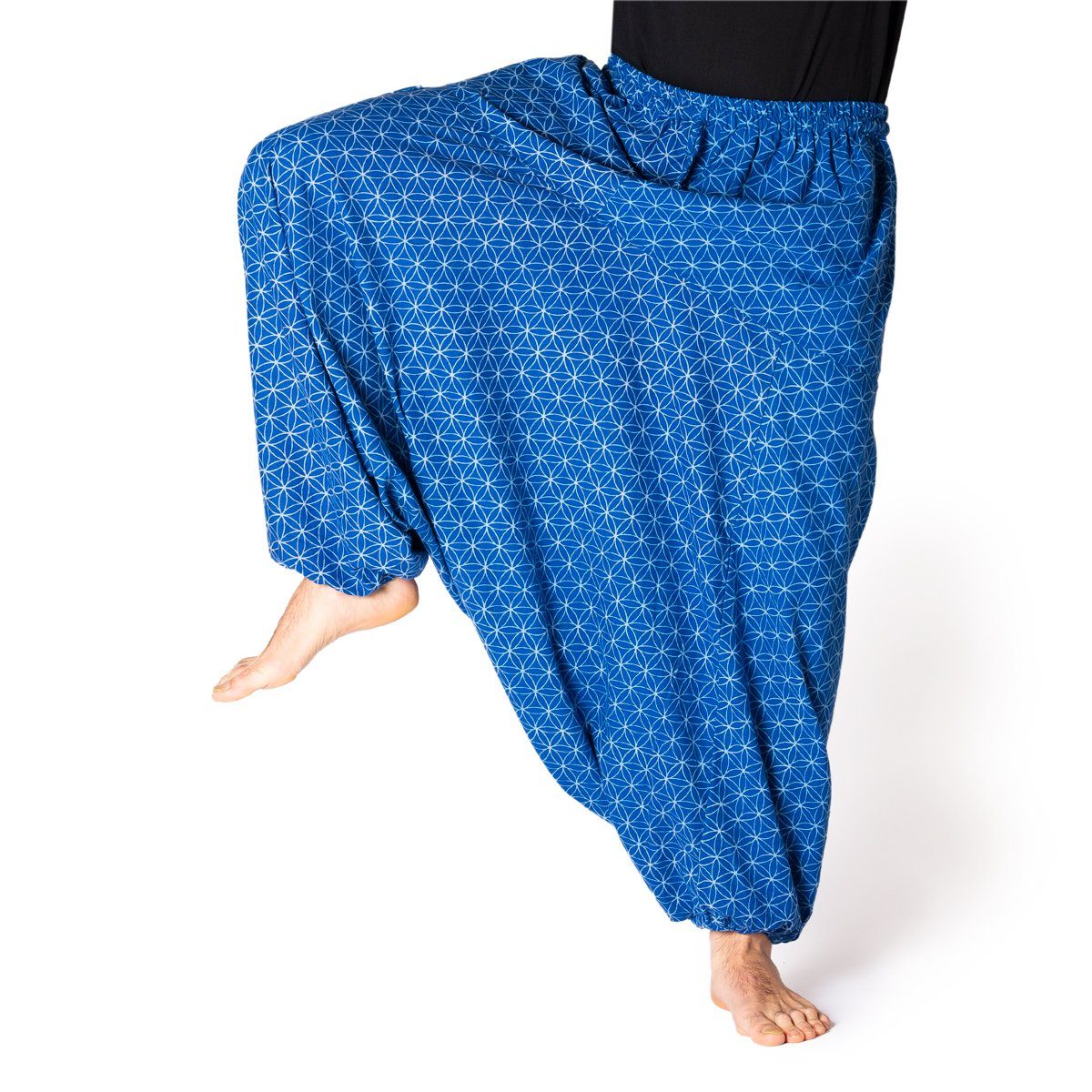 PANASIAM Haremshose Aladinhose Geometrix Haremshose aus 100% grob gewebter Baumwolle mit japanischen Mustern bedruckt Damen Pumphose bequeme Freizeithose