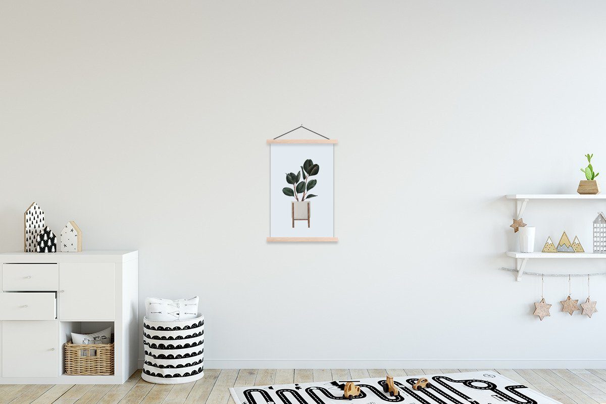 - Holz, - Wohnzimmer, Posterleiste, St), für (1 Zimmerpflanzen Poster MuchoWow Bilderleiste, Magnetisch Textilposter Pastell
