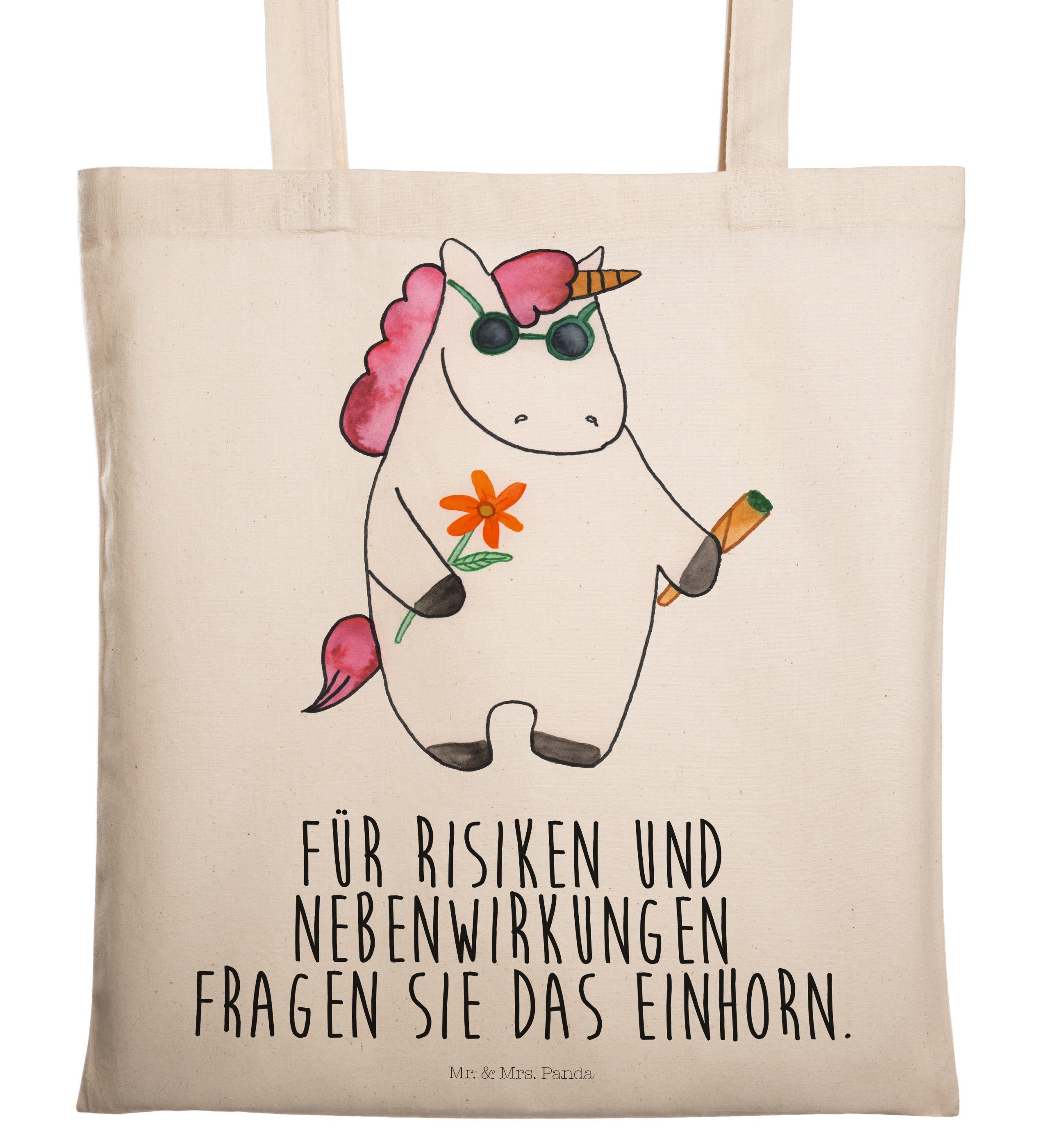 Mr. & Mrs. Panda Tragetasche Einhorn Woodstock - Transparent - Geschenk, witzig, Einhörner, Unicor (1-tlg)