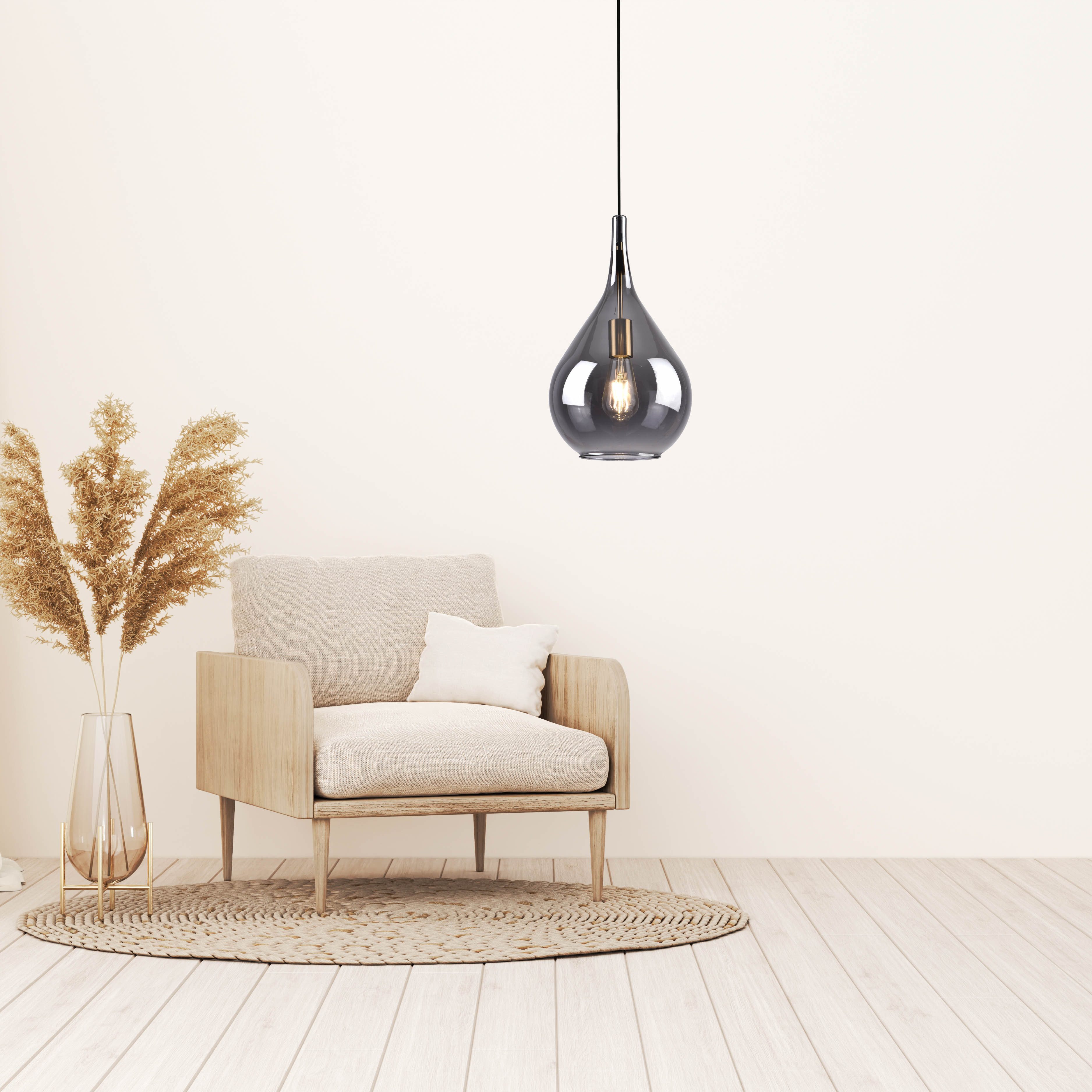 näve Pendelleuchte Gota, ohne Leuchtmittel, Rauchglas D: 25cm, exkl. 1x E27 günstig online kaufen