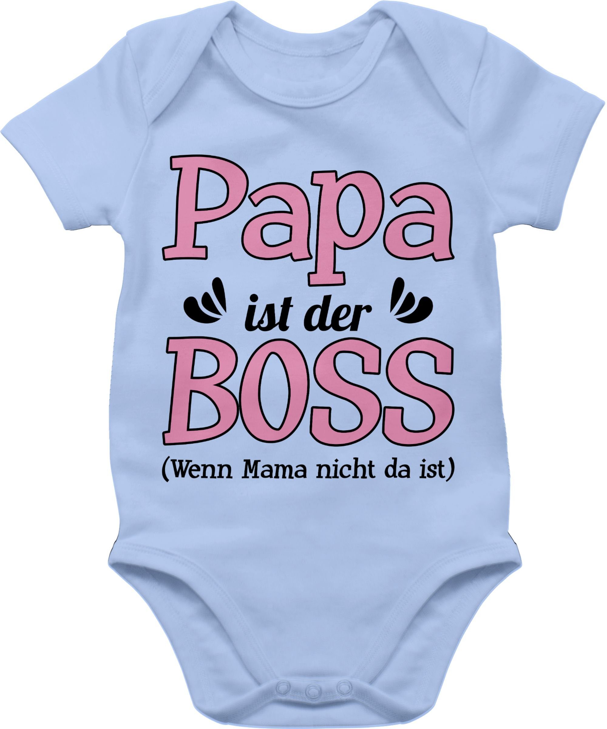Shirtracer Shirtbody Papa ist der Boss wenn Mama nicht da ist - rosa Sprüche Baby 3 Babyblau