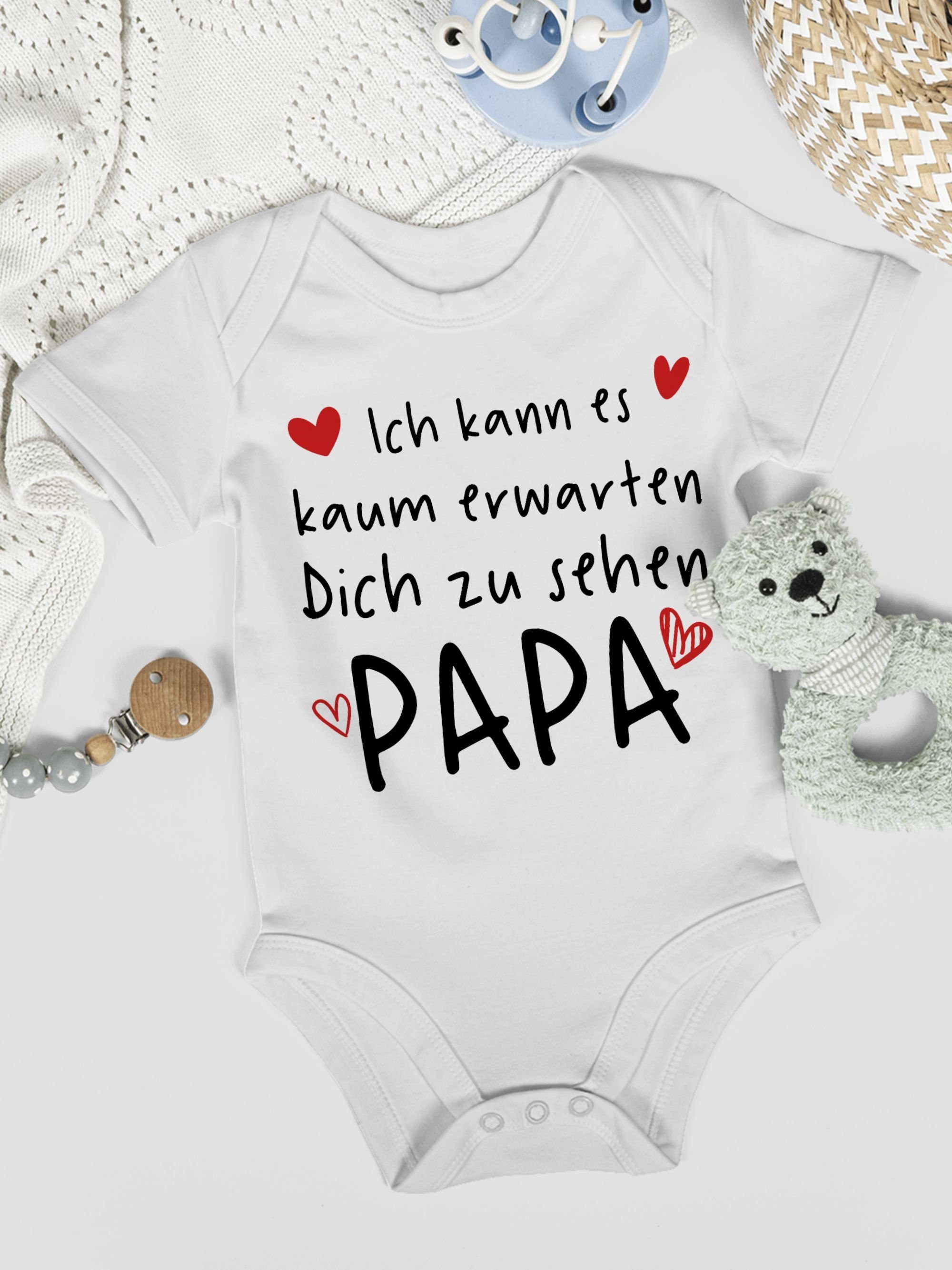 Shirtracer Shirtbody Ich kann es kaum erwarten dich zu sehen Papa Herzen schwarz Geschenk Vatertag Baby