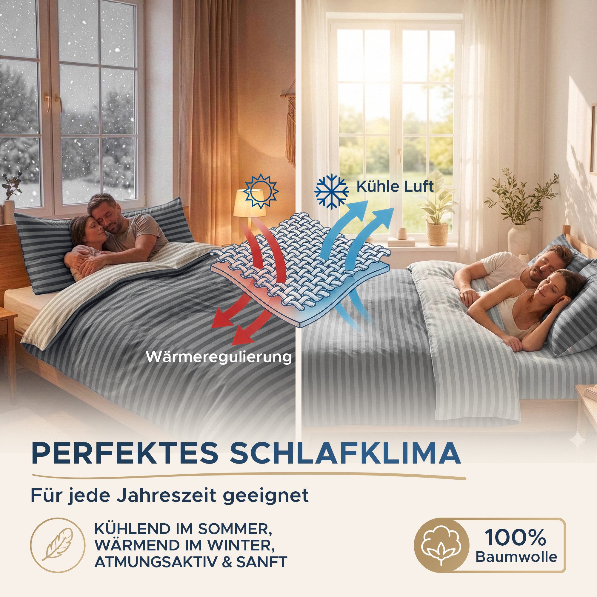 Malika Bettwäsche Baumwolle weiche Bettwäsche für gemütliche Nächte, Baumwolle, 2 teilig, Für Allergiker geeignet, pflegeleicht, angenehm weicher Stoff – Bild 5 von 5