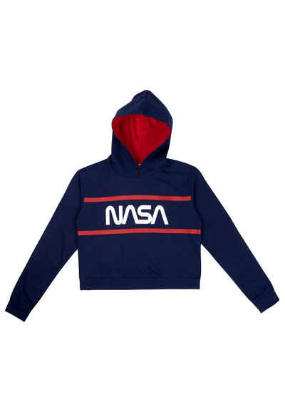 United Labels® Sweatshirt NASA Kapuzenpullover für Damen Hoodie Sweatshirt langärmlig Blau/Rot