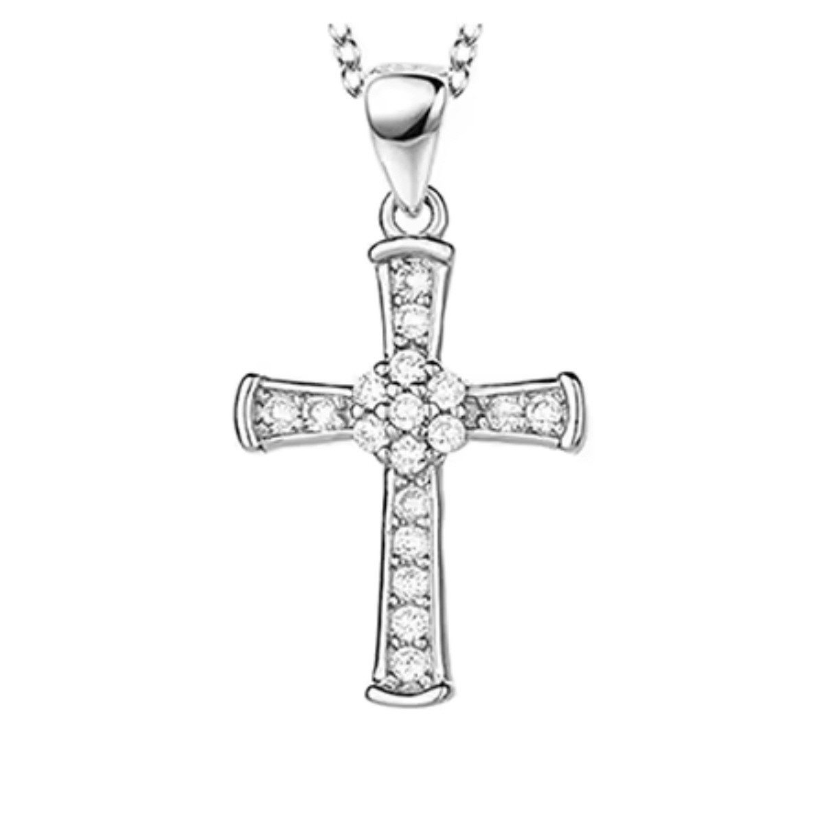 ELLAWIL Kreuzkette Silberkette Halskette Damen Kette mit Jesus-Kreuz-Anhänger (Kettenlänge 40 cm, Sterling Silber 925), inklusive Geschenkschachtel