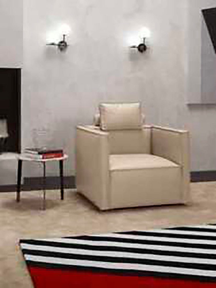 JVmoebel Sessel Sessel Einsitzer Luxus 1 Sitz Polster Sitz Design Beige Sitz Leder