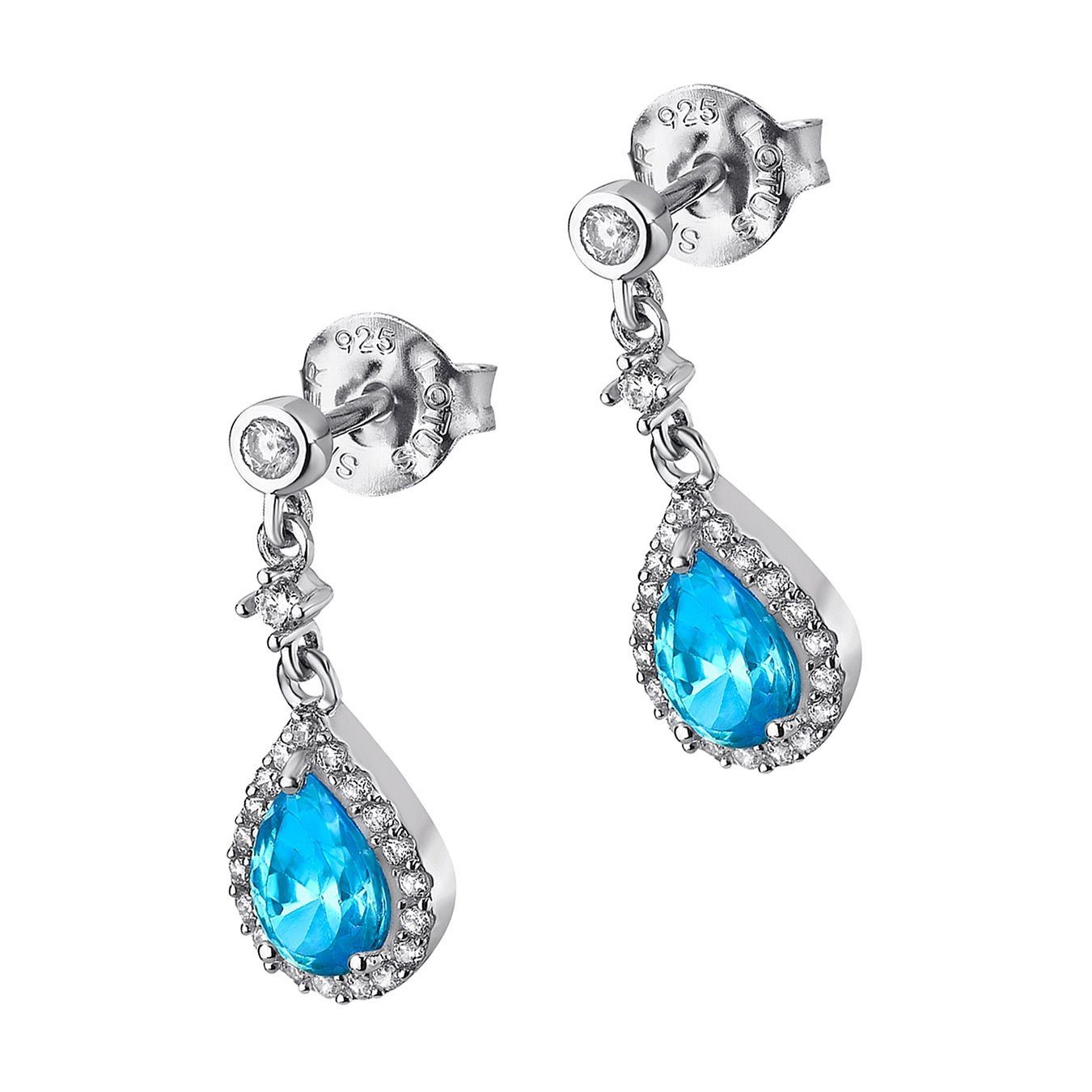LOTUS SILVER Paar Ohrstecker LOTUS Silver Tropfen Ohrstecker (Ohrstecker), Ohrstecker für Damen 925 Sterling Silber, türkis, silber