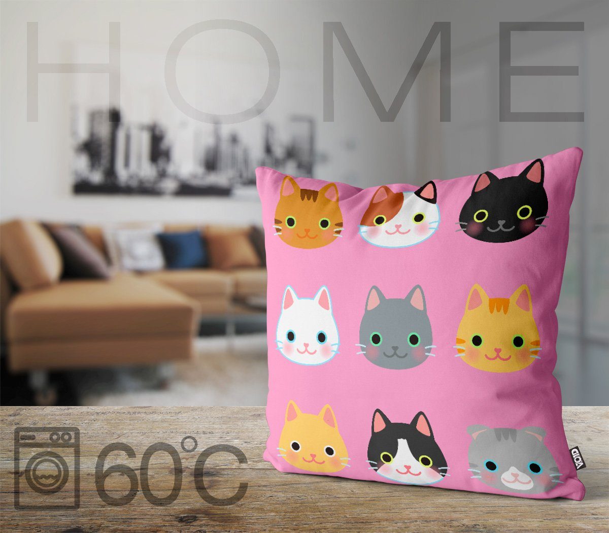 Anime Stück), Kinderzimm Katze Haustier Japan Kitty Katzen Kissenbezug, Kissenbezug VOID Spielzeug Sofa-Kissen (1 Kinder