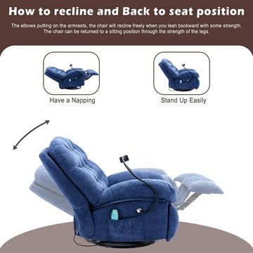 REDOM TV-Sessel 360°-Drehstuhl,Stoff-Massagestuhl,Liegestuhl mit beheiztem Handyhalter (360°-Drehstuhl), mit gepolsterten Armlehnen weicher Wohnzimmerstuhl,Heimkino-Loungesitz