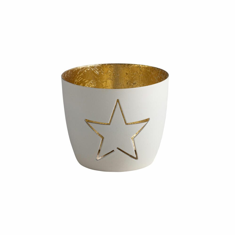 Giftcompany Windlicht Madras Stern M weiß, Gold, H 8.5 cm