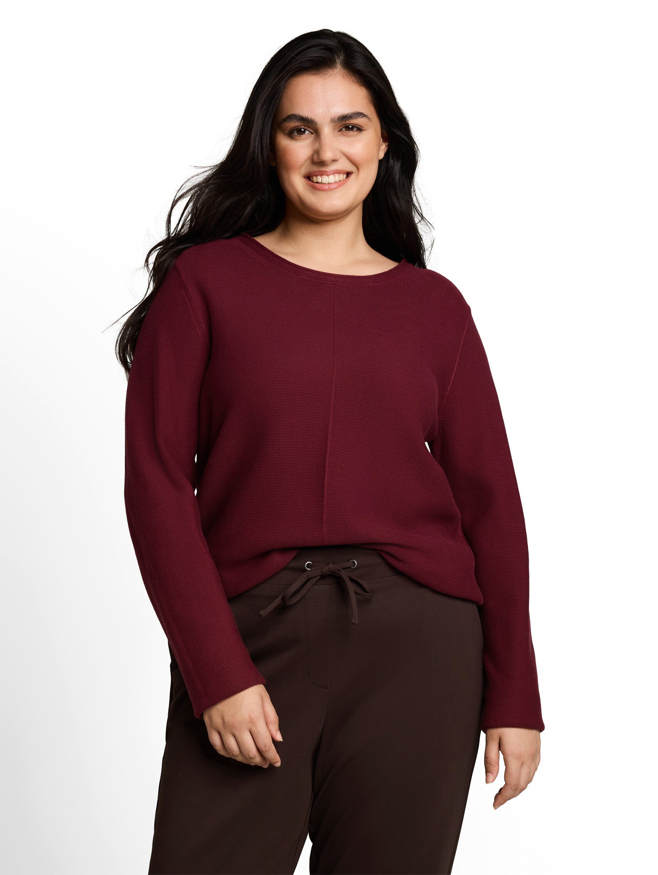 TOM TAILOR PLUS Strickpullover TTP Pullover mit feiner Struktur und aus reiner Baumwolle / Große Größen