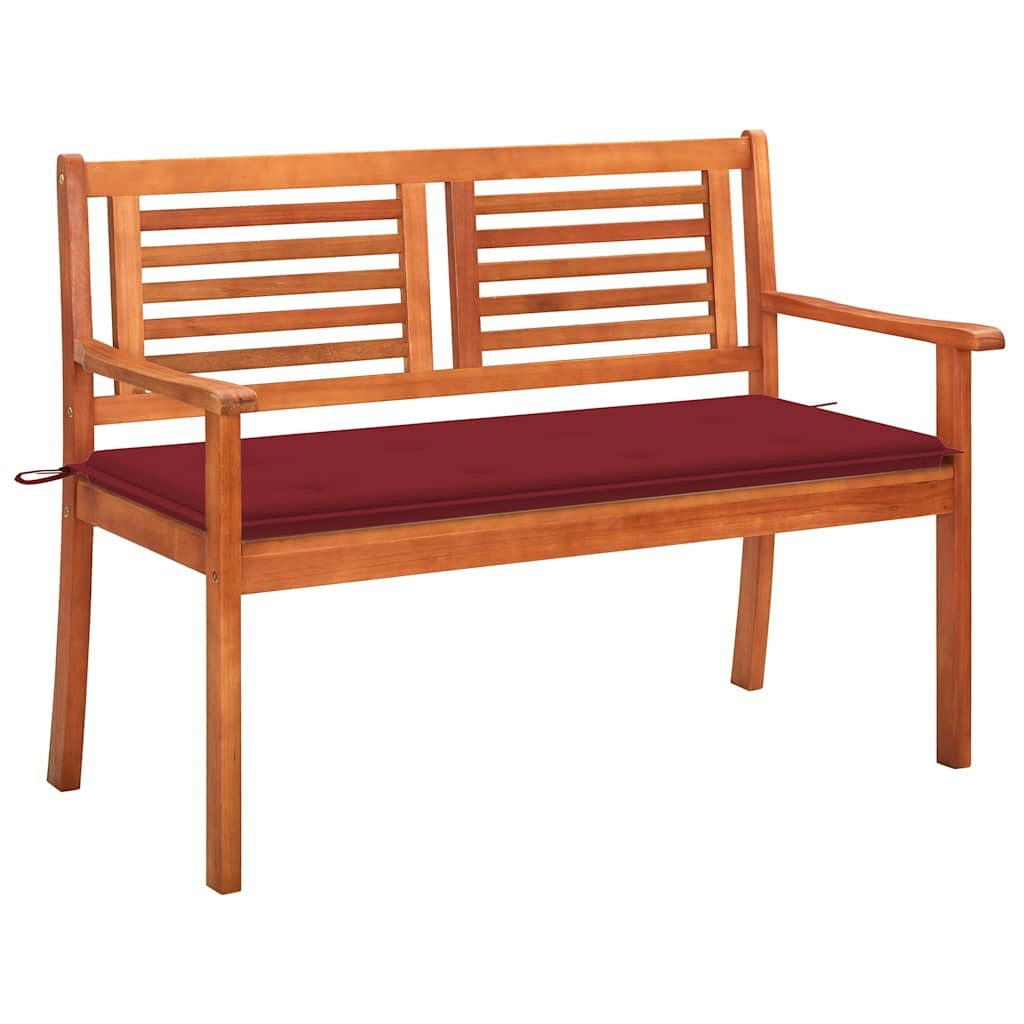 vidaXL Gartenbank 2-Sitzer-Gartenbank mit Auflage 120 cm Massivholz Eukalyptus (1-St)