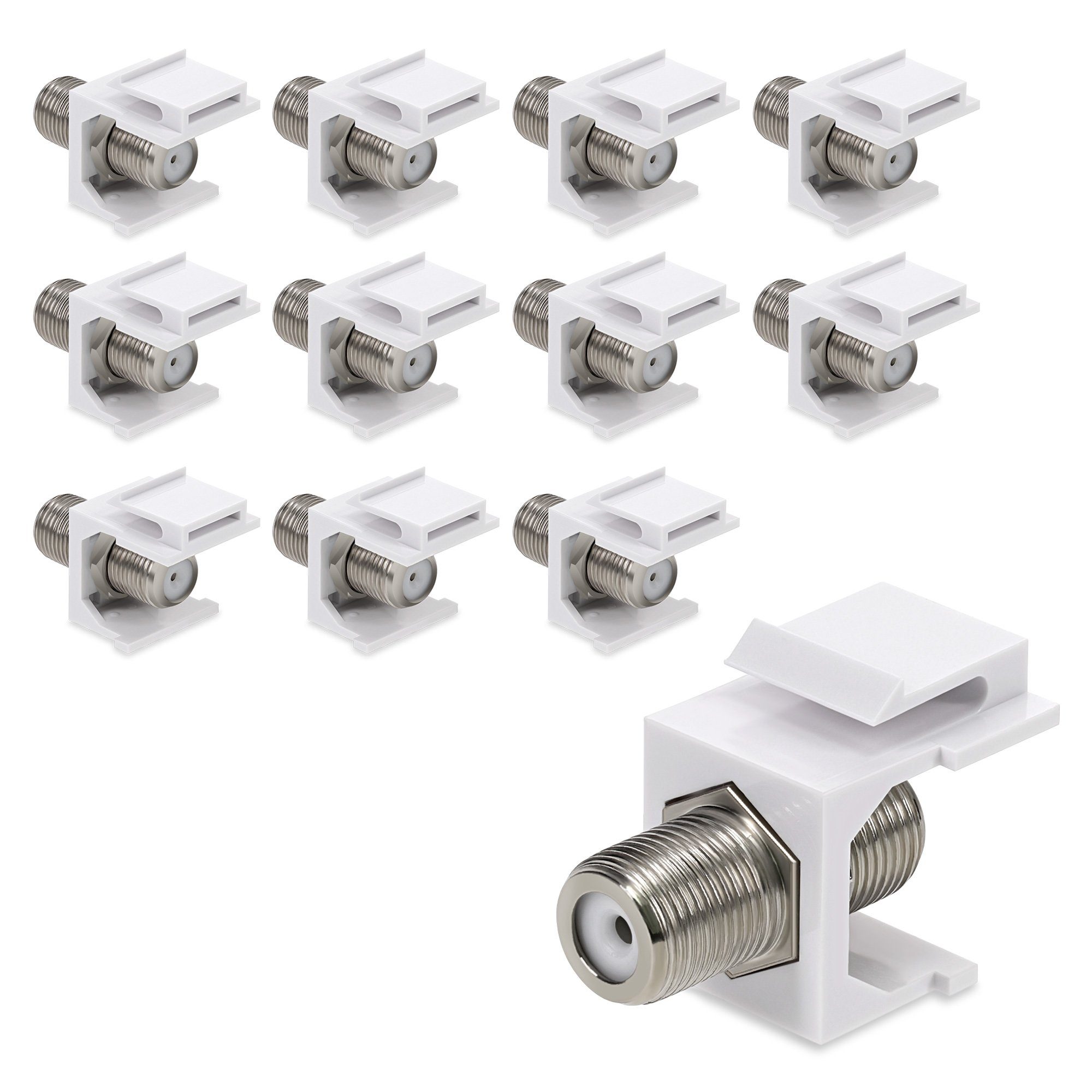 kwmobile 12x Keystone Modul F-Buchse - 12x Koax F-Stecker für DVB-S & DVB-S2 Adapter, 3.00 cm, 12x Keystone Modul F