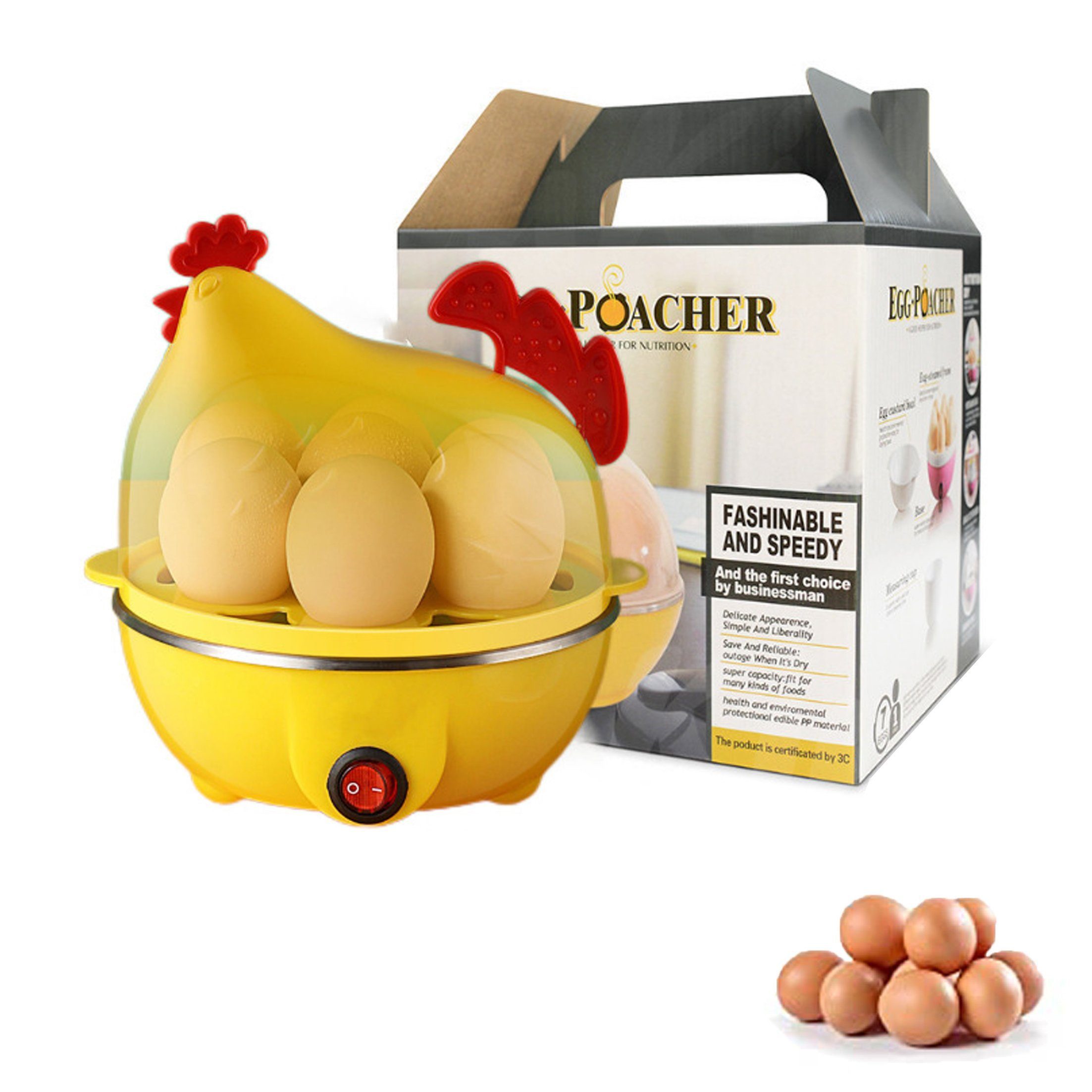 feinlux Eierkocher Mini-Multifunktions-Eierkocher, Anzahl Eier: 7 St., 350 W, Automatische Abschaltfunktion, Wiederverwendbar und waschbar