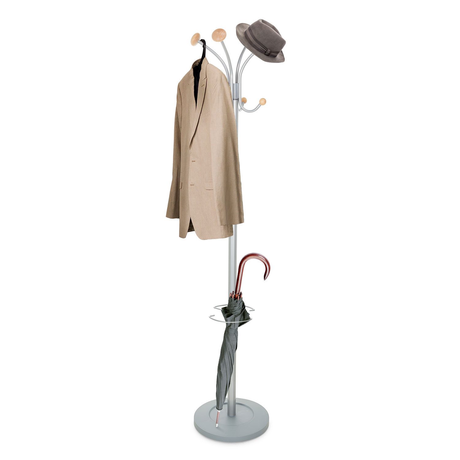 hjh OFFICE Garderobenständer SPACE Kleiderständer Höhe 173.5 cm Stahl, Kleiderständer, Drehbare Hakenkrone