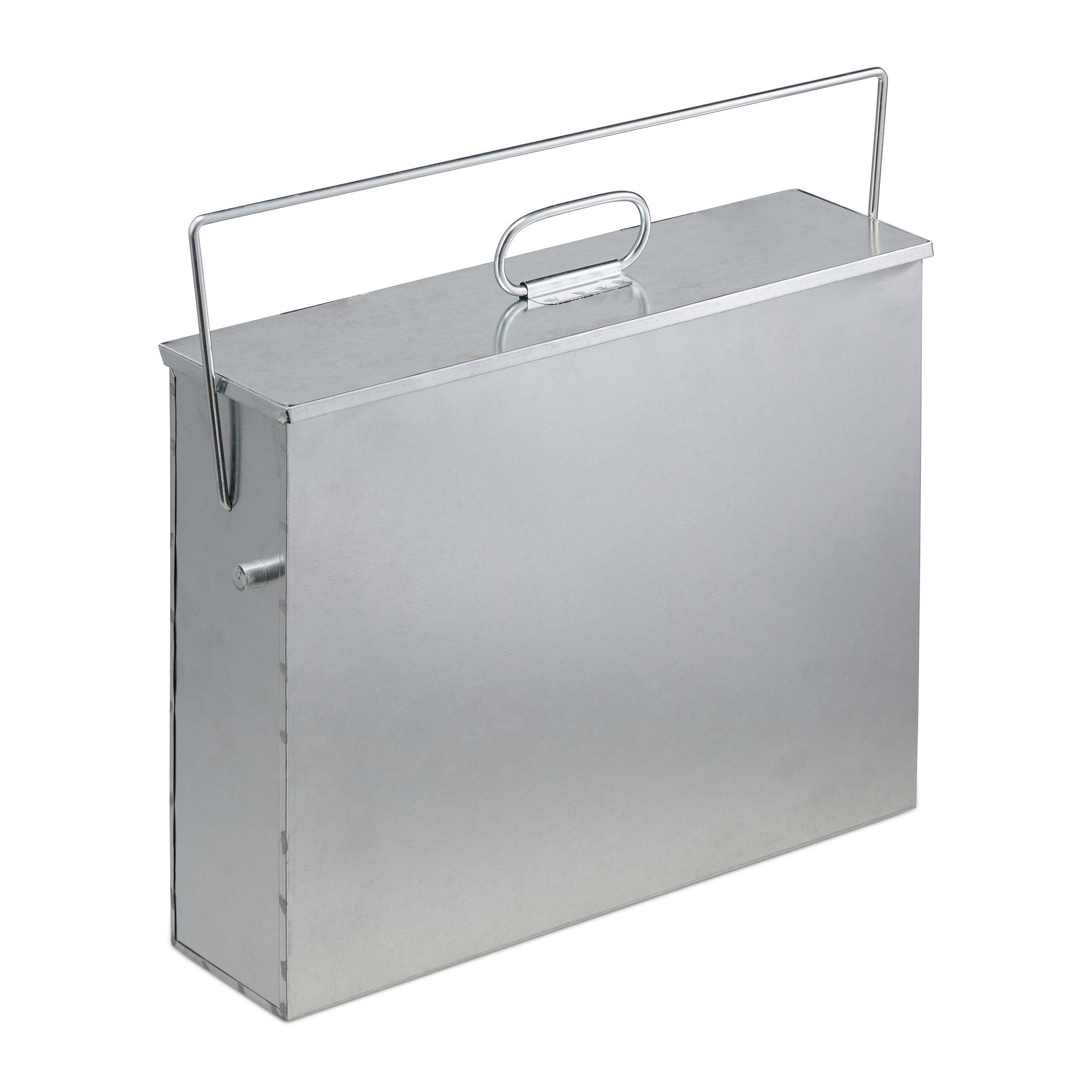 relaxdays Aschekasten Ascheeimer eckig mit Deckel