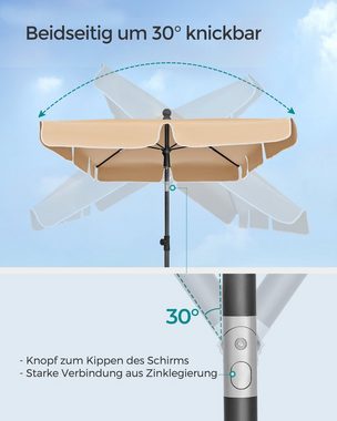 SONGMICS Sonnenschirm, LxB: 180,00x125,00 cm, Balkonschirm, UPF 50+, Aufbewahrungstasche, ohne Ständer