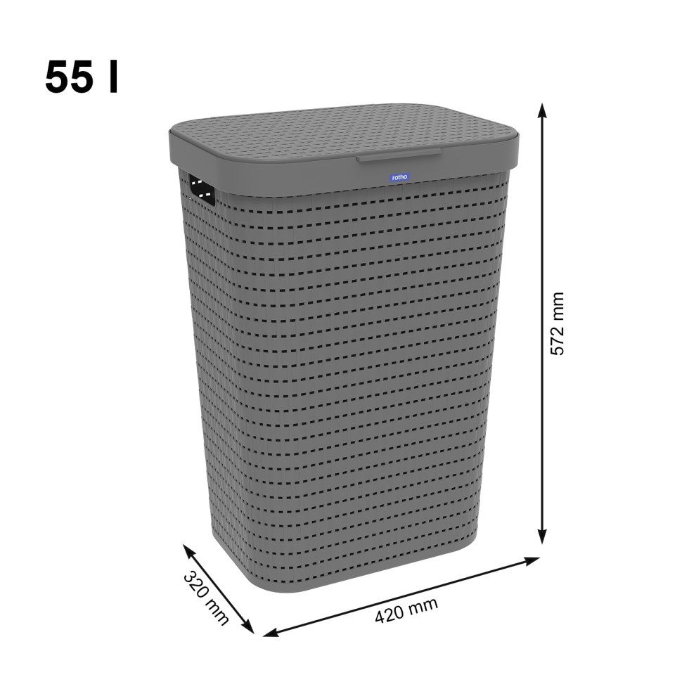ROTHO Wäschekorb Rotho Wäschesammler Country, 55 L anthrazit – Bild 3 von 4