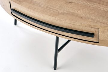 designimpex Esstisch Design Esstisch oval HA-100 Eiche Gold - Schwarz matt Schublade Tisch