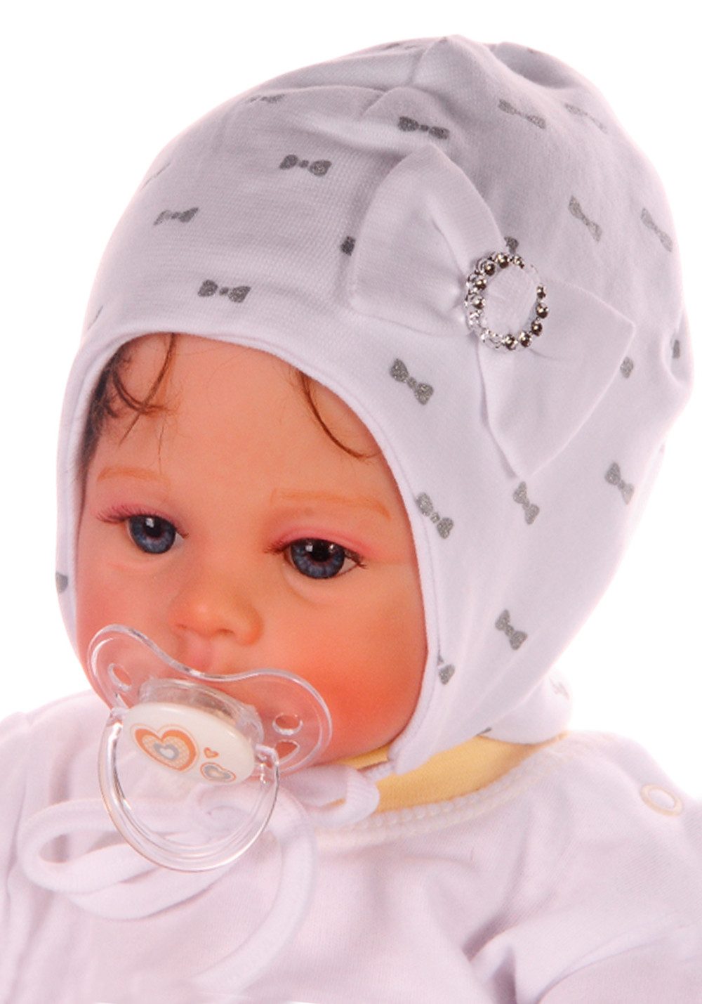 Erstlingsmütze Leichte Babymütze Baby Mütze für die Übergangszeit in Weiß elastisch, 36 38 40