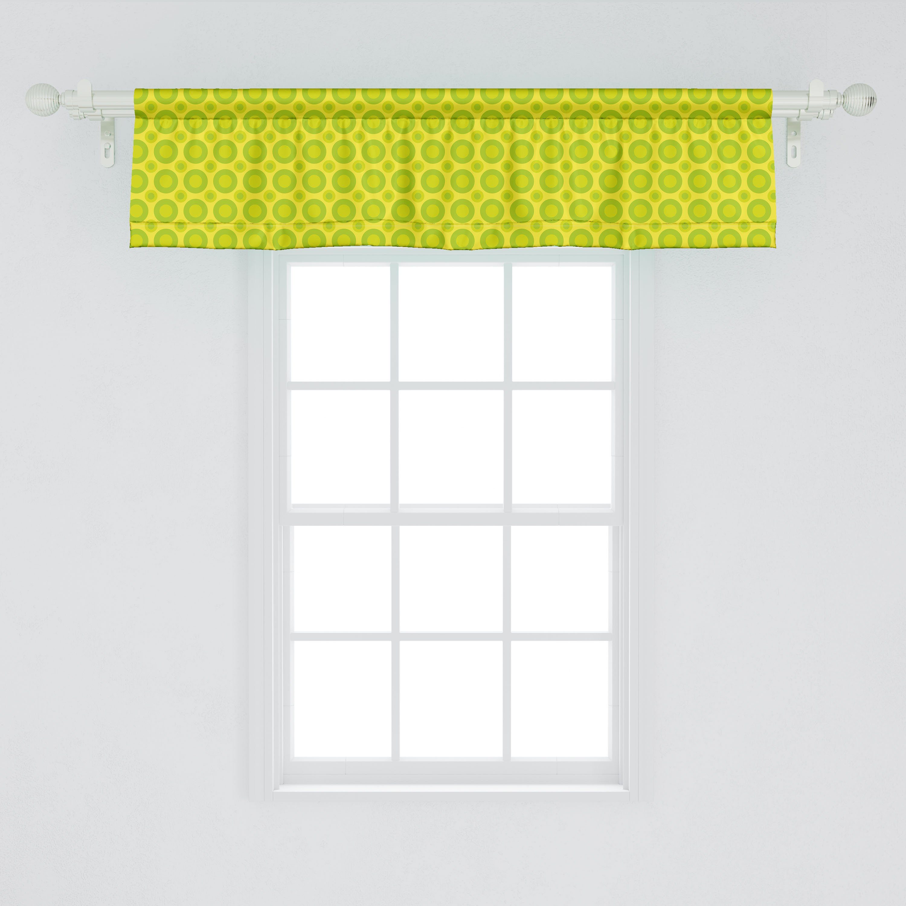 Scheibengardine Vorhang Stangentasche, Retro rhythmische Dekor für Küche Volant Schlafzimmer Abakuhaus, Kreis mit Microfaser