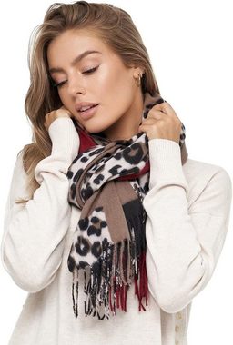 Alster Herz Modeschal Damen Schal Winter, weicher warmer Schal, Leopard Muster, A0506, XXL Schal