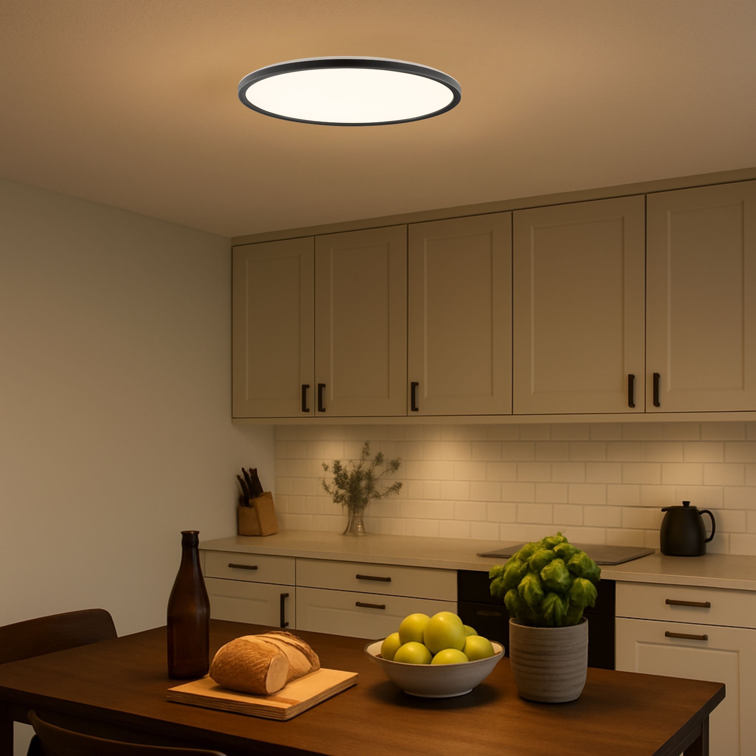 Hanseatic LED Panel DLP220A, CCT - über Fernbedienung, LED fest integriert, warmweiß - kaltweiß, Deckenlampe, Deckenleuchte, dimmbar, CCT über Wandschalter, Backlight