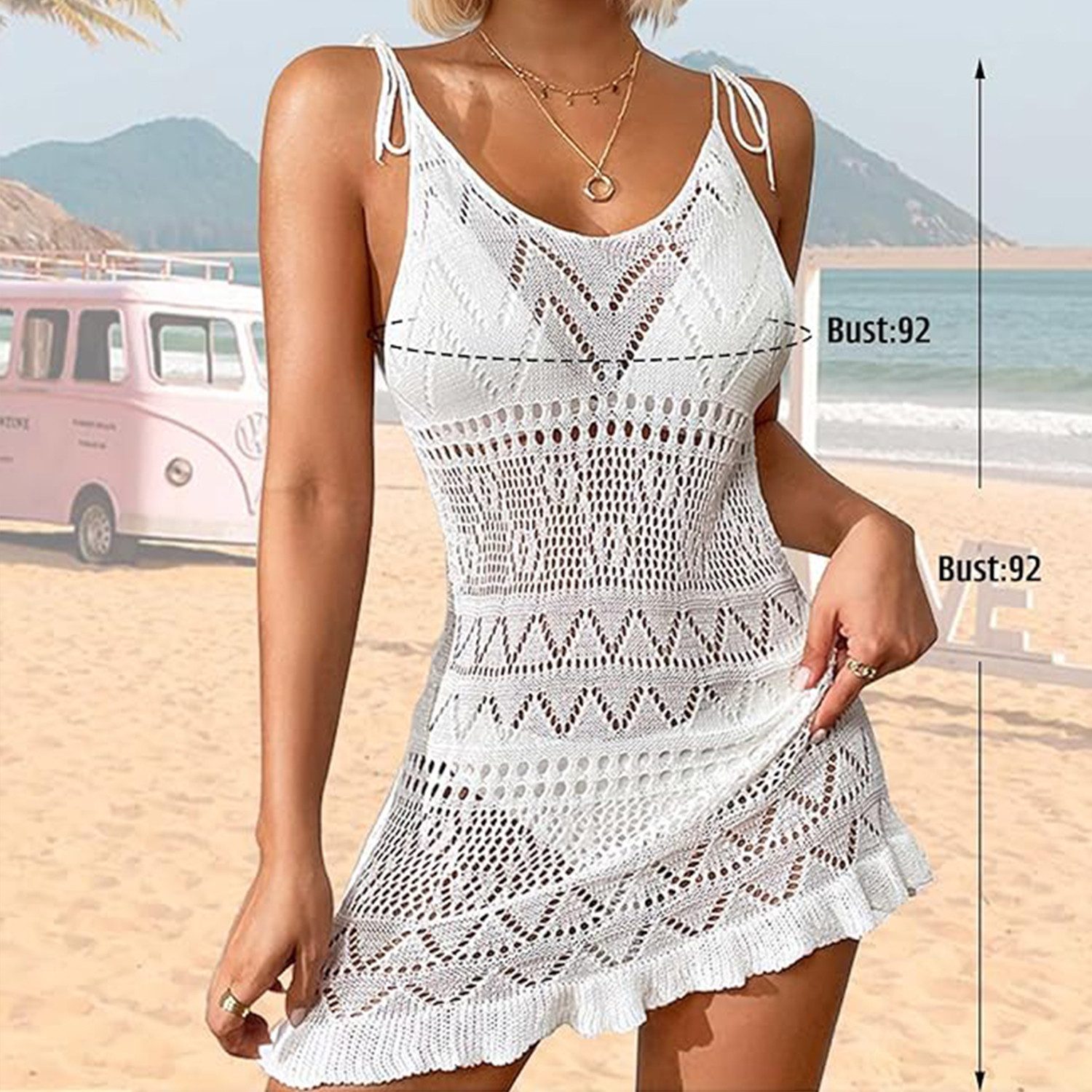 RWEUOQ Blusenkleid Strandkleid, Kurze Strickband Tief günstig online kaufen