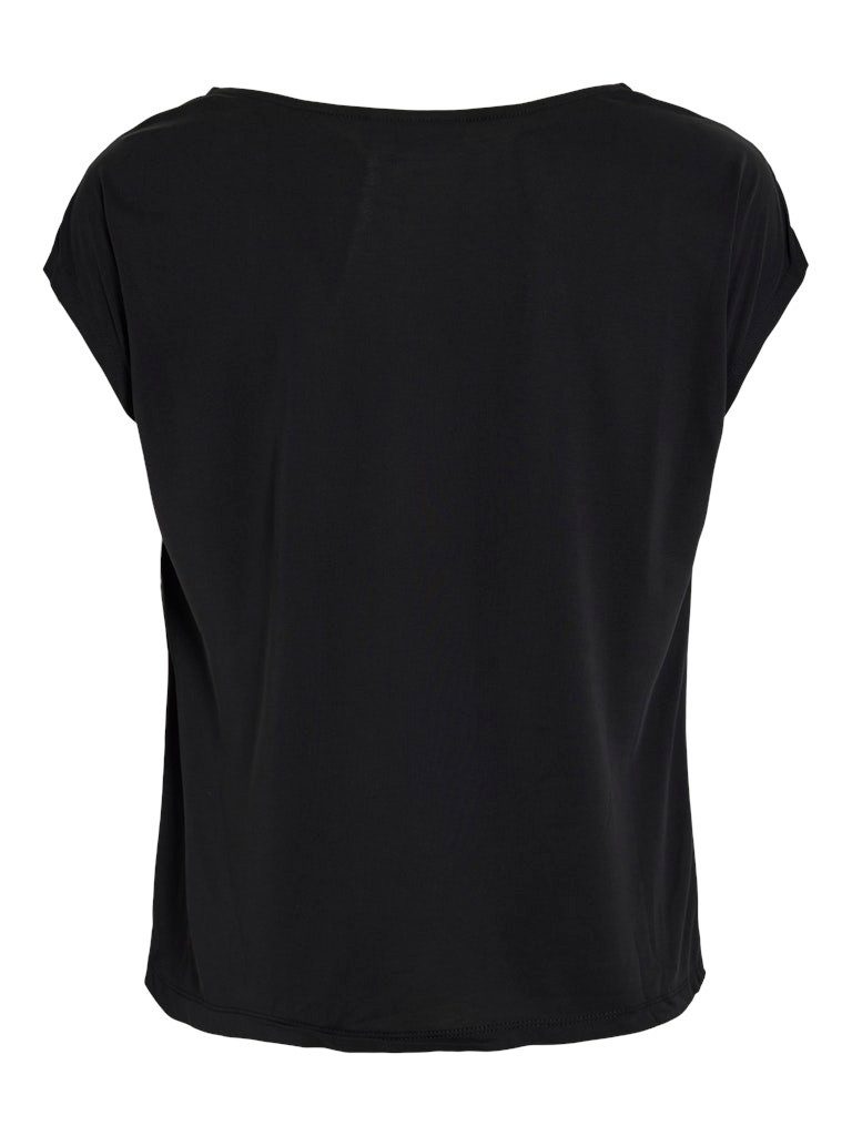 Vila T-Shirt VIMODALA WATERFALL C/S TOP/PB Black Beauty
