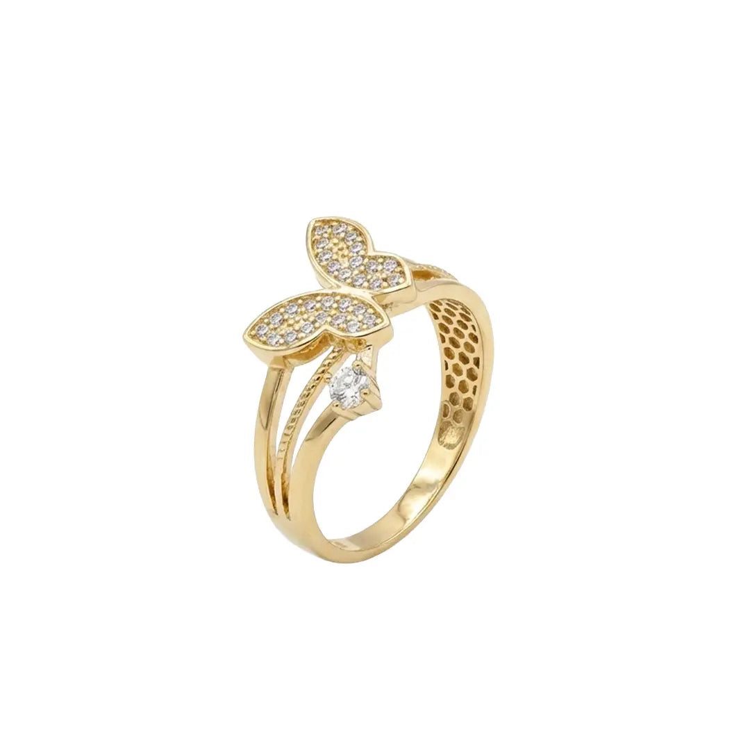 Suzan Gold Goldring 375 Echtgold Butterfly Grace Schmetterling Zirkonia