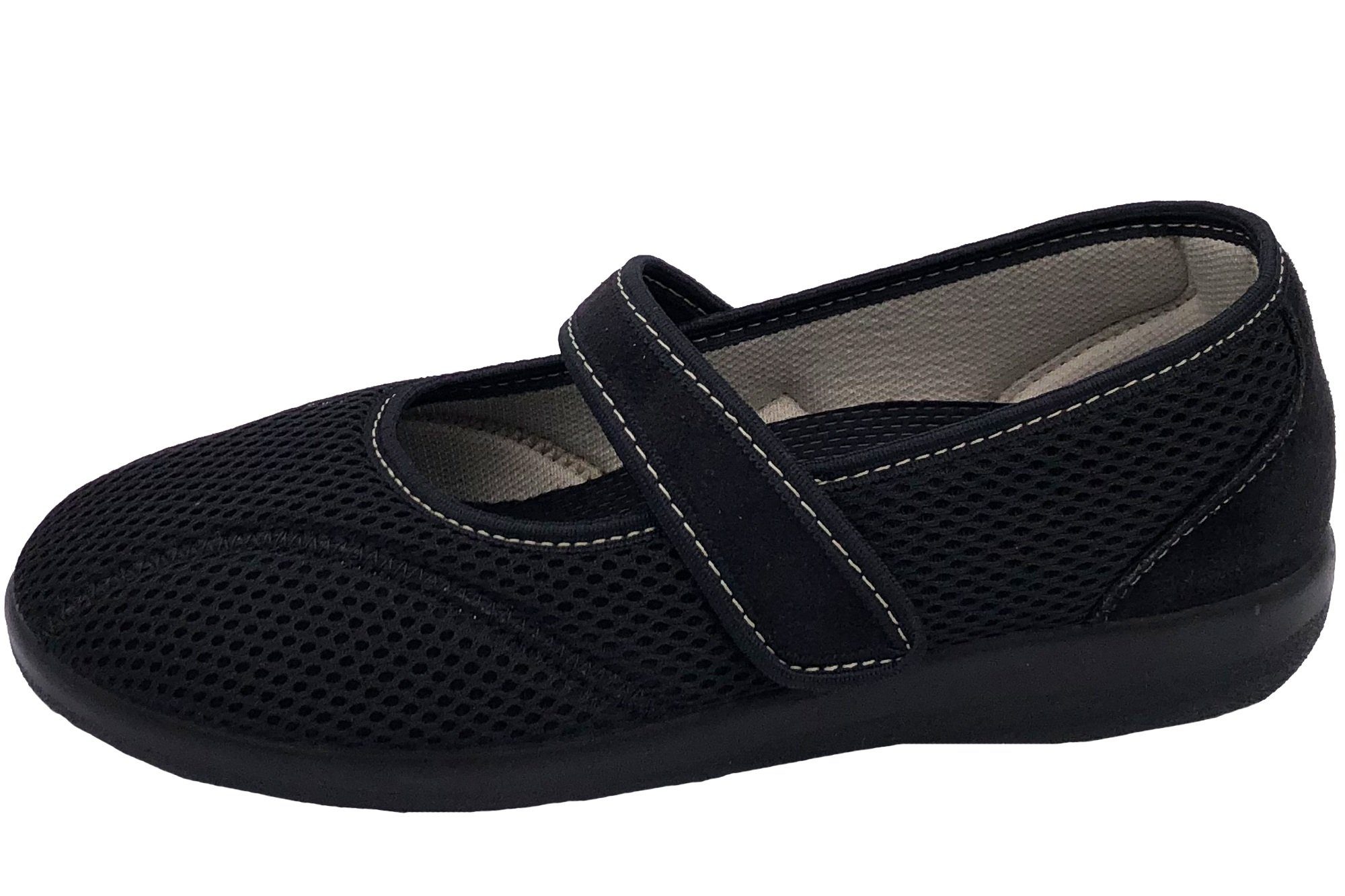 PADERO OrtoMed Damen Klettverschluss Slipper Weite H Schwarz