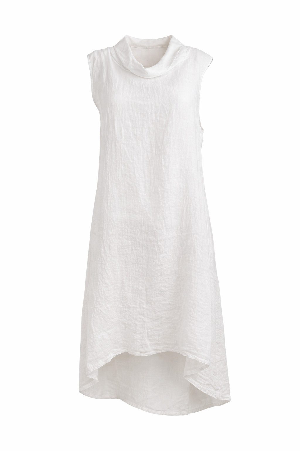 ITALY VIBES Sommerkleid - Kleid mit Rollkragen - Leinenkleid Damen - luftiges Midikleid ONE SIZE / passend für Größe S - L