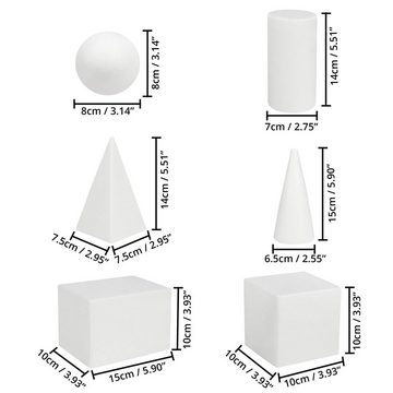 Belle Vous Streudeko White Foam 3D Shapes (6 pcs) - Toy, Learning, School, White Foam 3D Shapes (6 pcs) - Styrofoam Geometry Forms