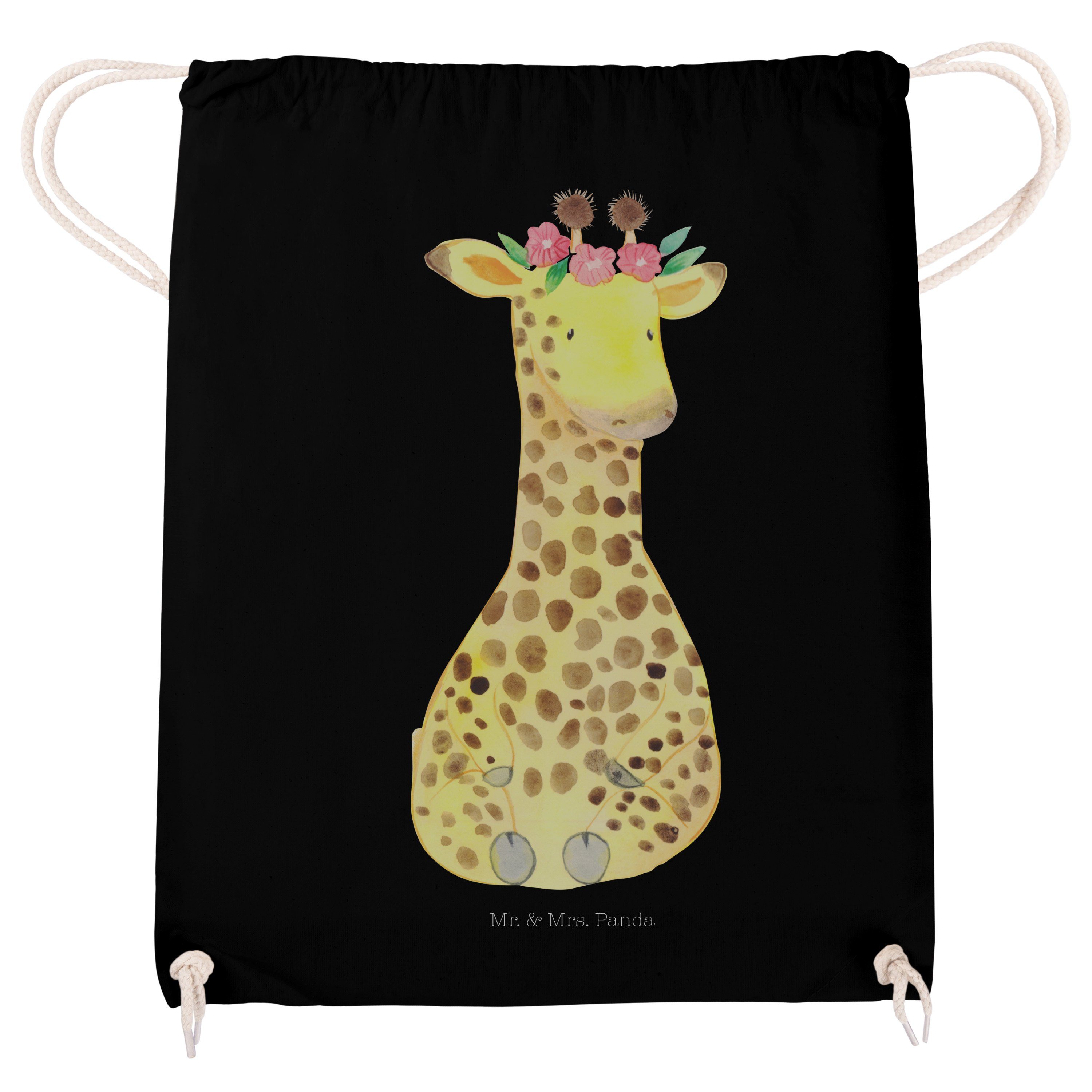 Blumenkranz Geschenk, Schwarz (1-tlg) - Panda Giraffe Selbs Mrs. & Freundin, Mr. - Turnbeutel, Sporttasche