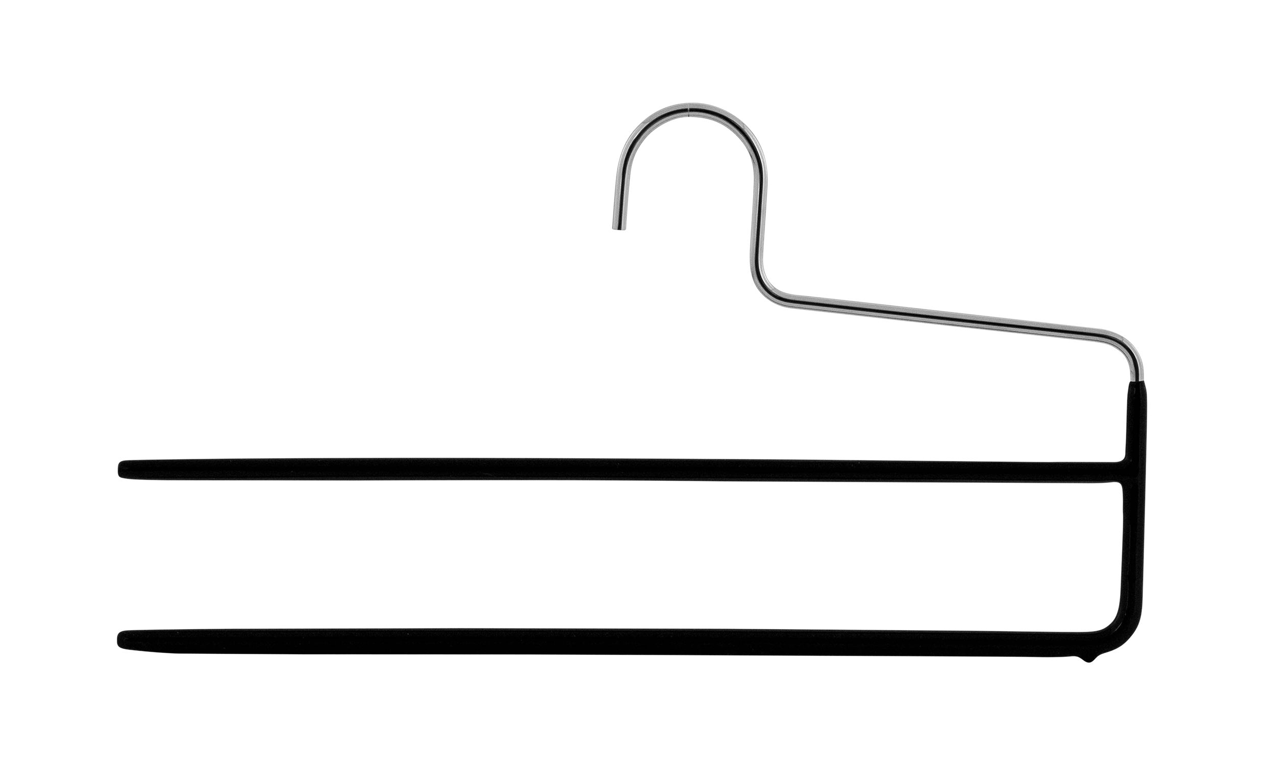 MAWA Kleiderbügel MAWA KH/C 2 Hosenbügel, mit 2 rutschhemmend ummantelten Stegen, glänzend verchromt, geeignet für Hosen, Tücher und Schals, (10-tlg) Schwarz