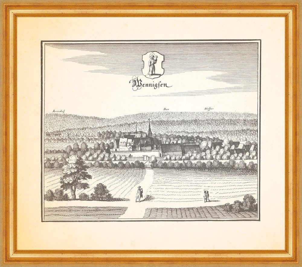 Kunstdruck Wennigsen Deister Kloster Amtshaus Weserbergland Kupferstich Merian 05