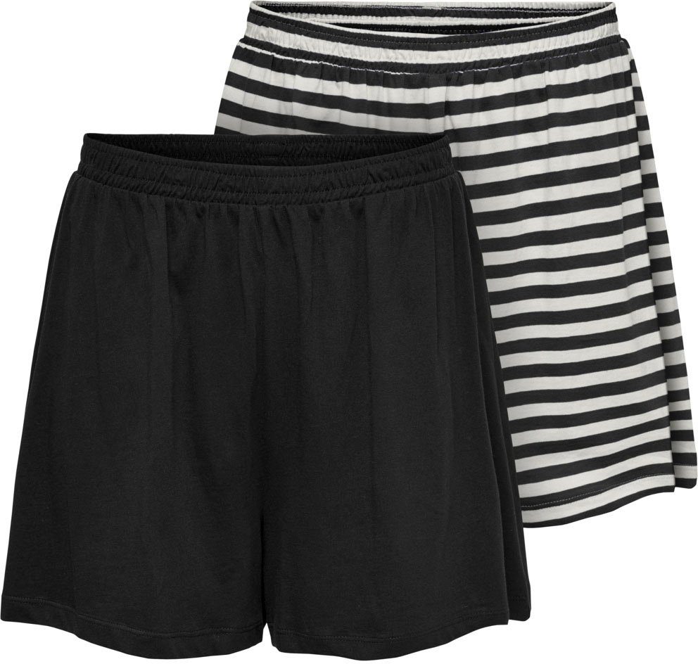 Damen Hosen Only Shorts ONLMAY HIGH WAIST STRIPE SHORTS (2er-Pack)