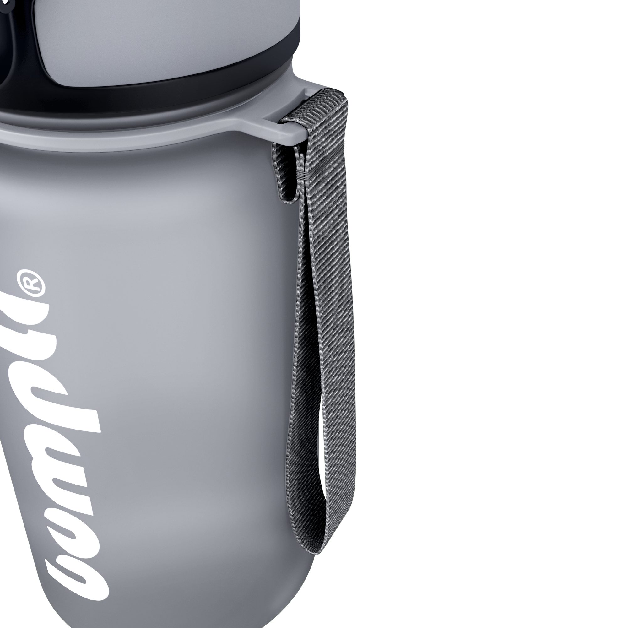 bumpli® 1-Klick-Verschluss Grau 350ml Trinkflasche auslaufsicher, Trinkflasche Wasserflasche, & Handschlaufe BPA-frei, Sportflasche, (softTouch) Kinder