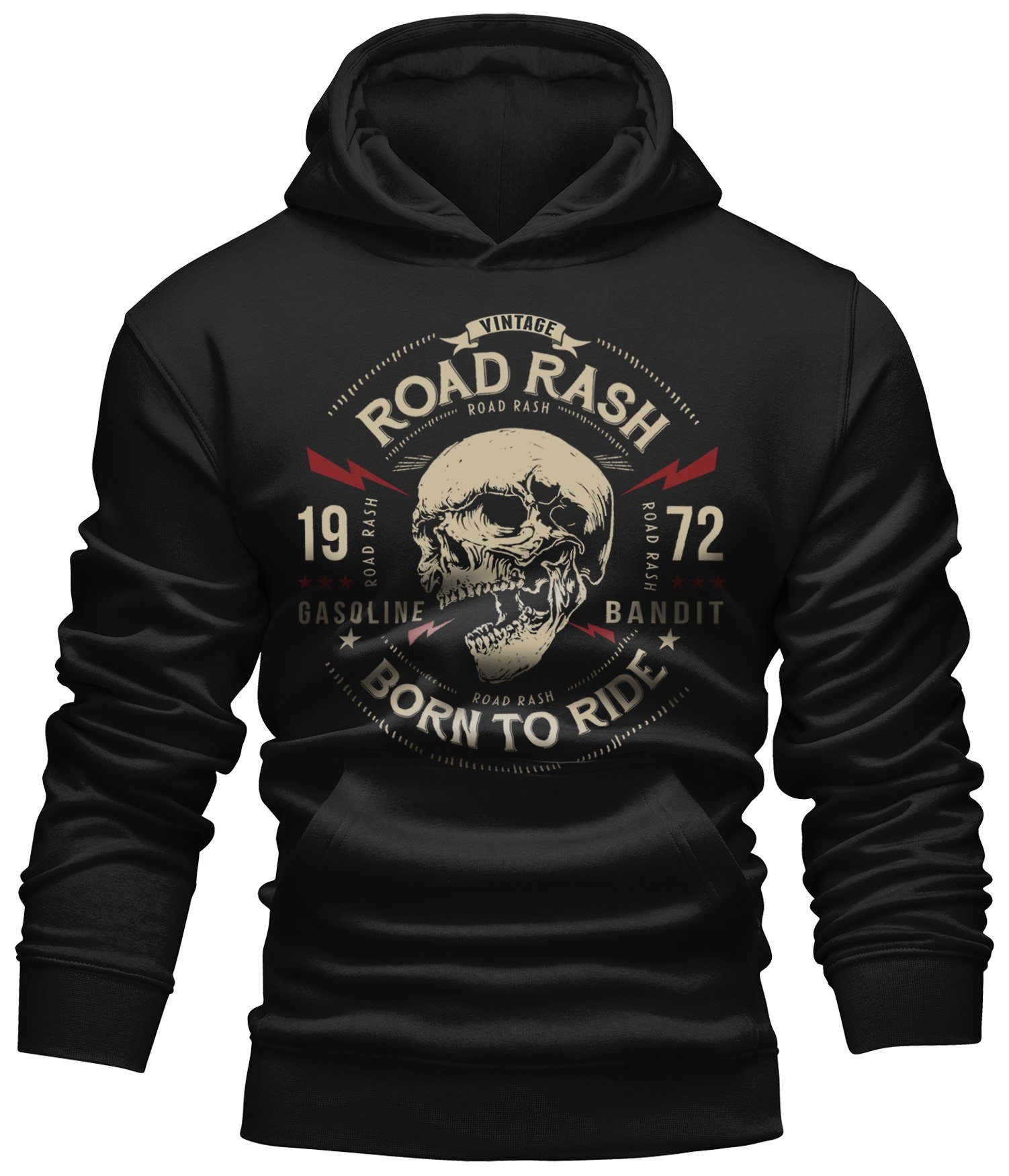 GASOLINE BANDIT® Kapuzensweatshirt für Biker, Racer, Motorradfahrer: Road Rash - Born to Ride