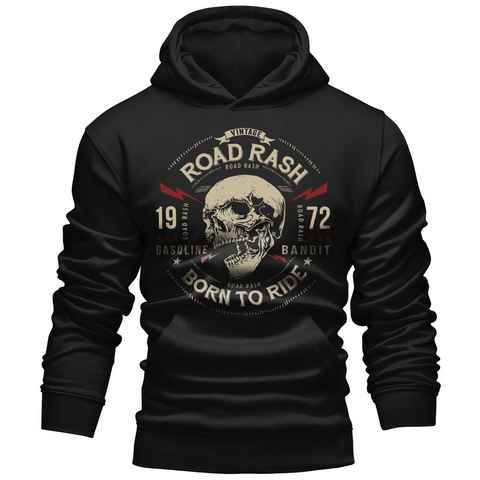 GASOLINE BANDIT® Kapuzensweatshirt für Biker, Racer, Motorradfahrer: Road Rash - Born to Ride Print